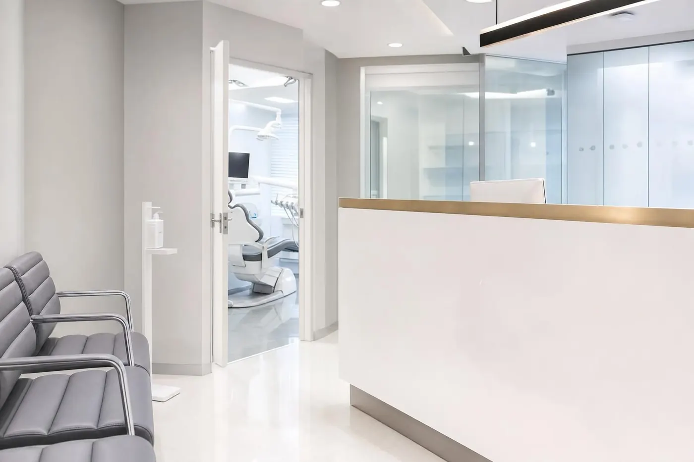 The practice reception and waiting area